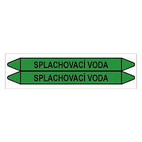 Značení potrubí, splachovací voda,2 ks, 450 × 52 mm